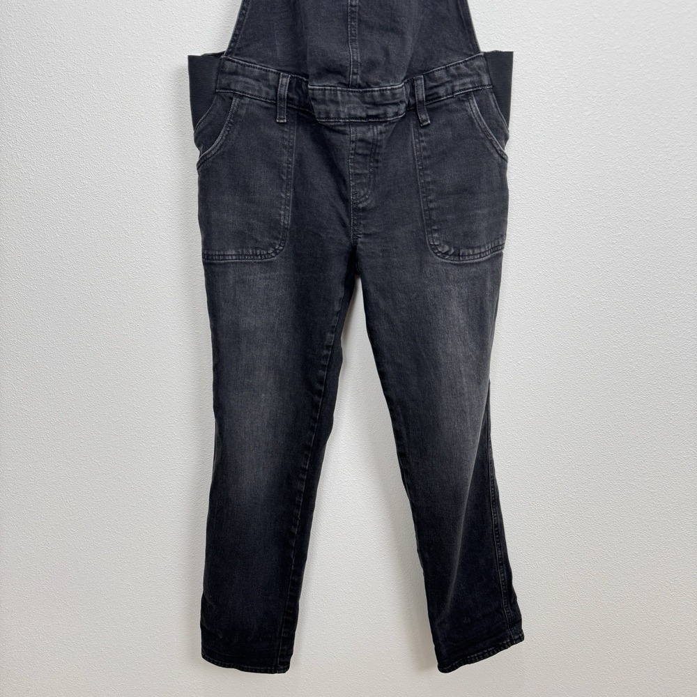 Old Navy Maternity Overalls‎ Womens 8 Black Straight Leg Bib Stretch Panel Denim - Picture 3 of 12